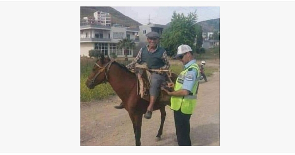 Yolda trafik denetimi..