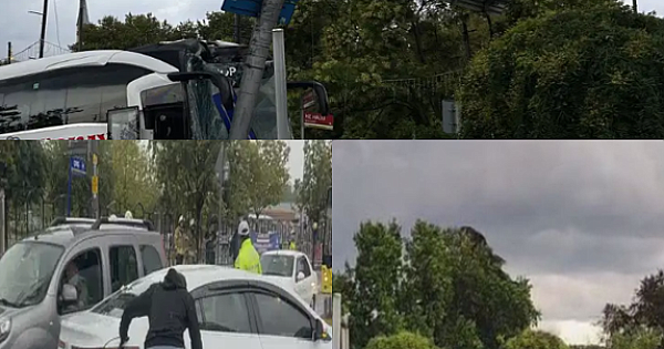 İstanbul'da yolcu otobüsü kaza yaptı 