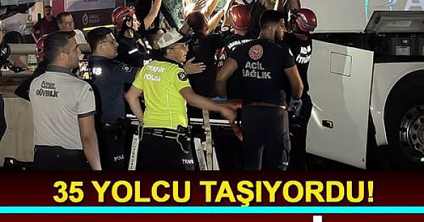 Yolcu otobüsü kaza yaptı 